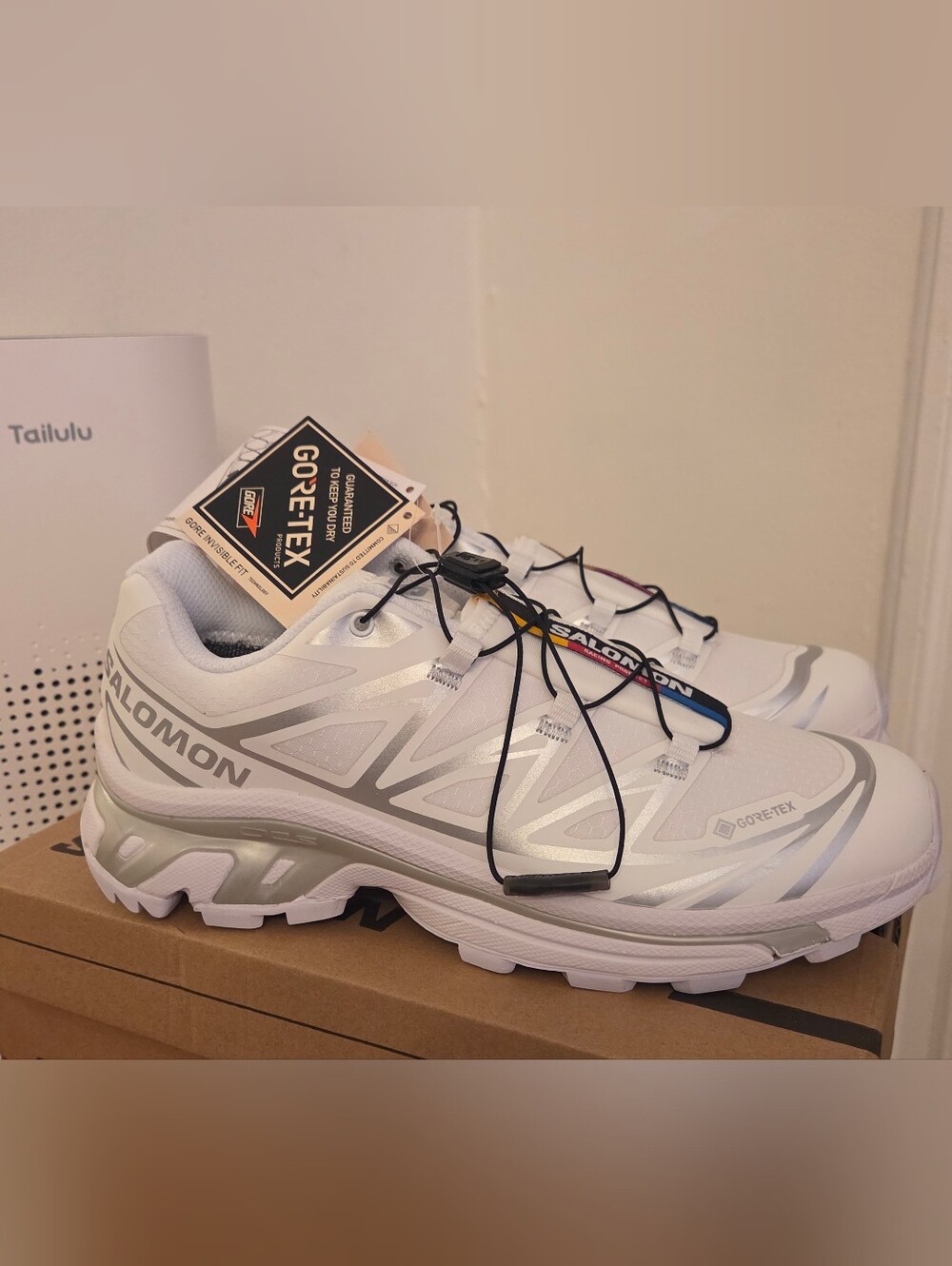 Salomon White & Silver Performance Trail Sneakers